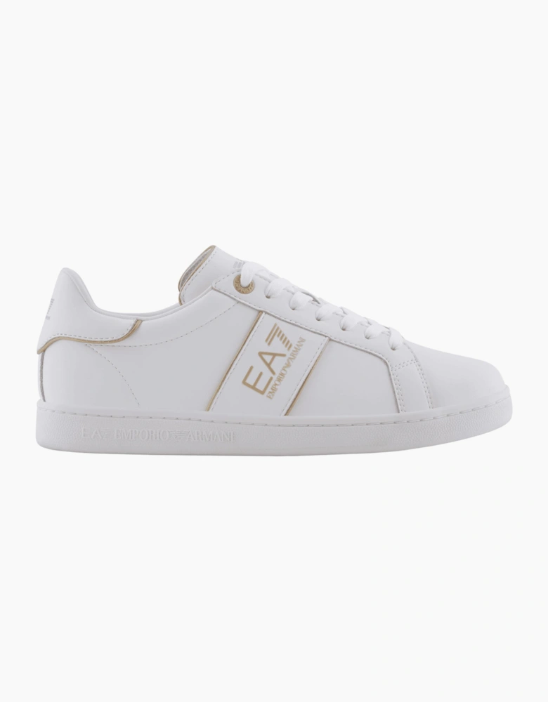 Lace Up White/Gold Leather Trainer