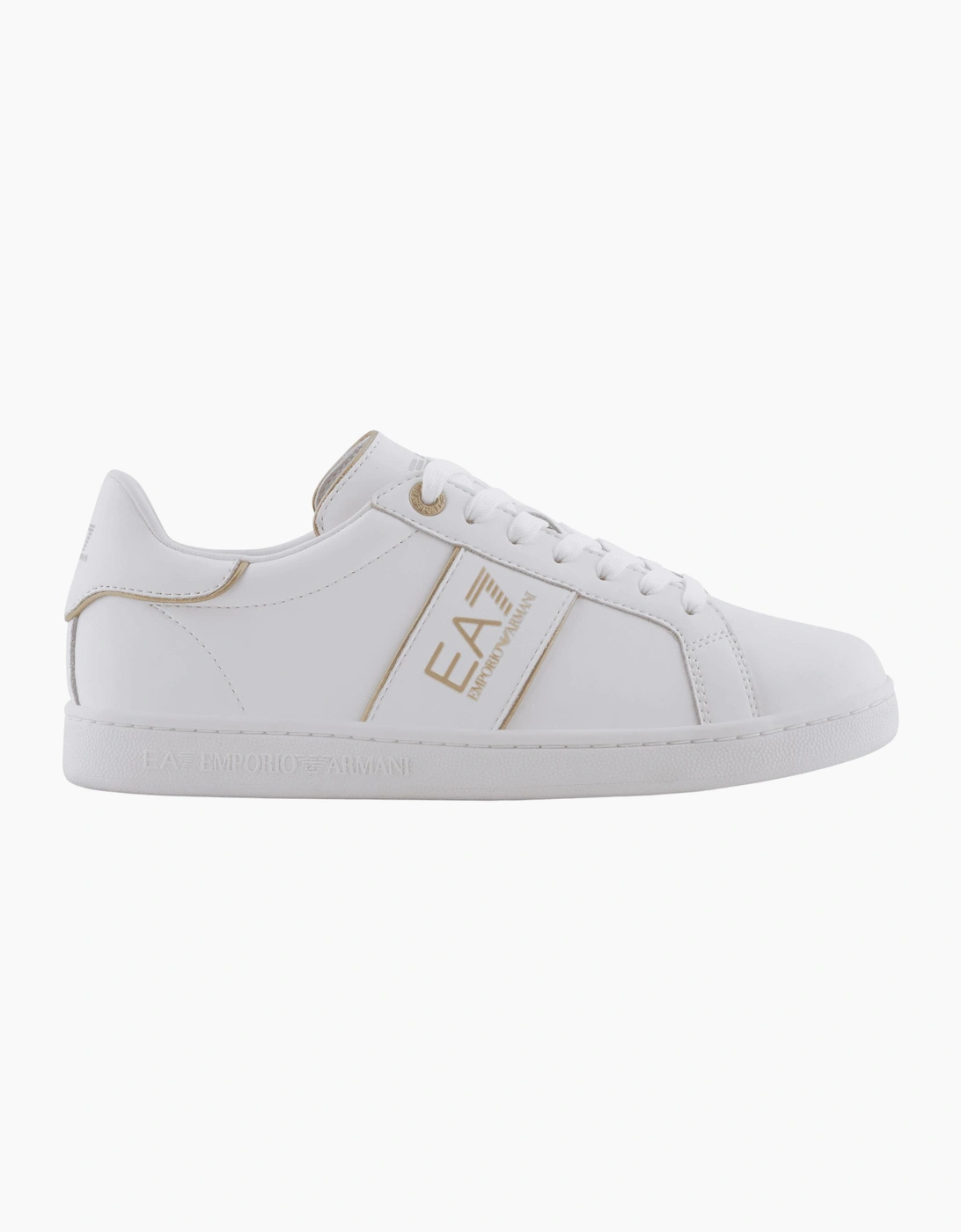 Lace Up White/Gold Leather Trainer