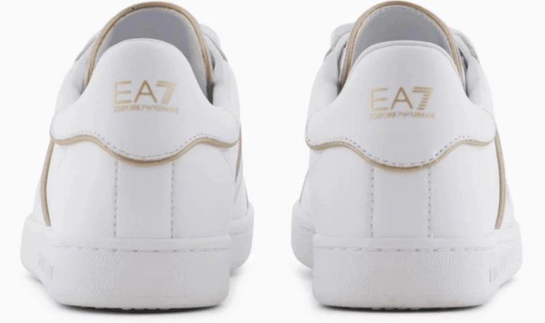 Lace Up White/Gold Leather Trainer