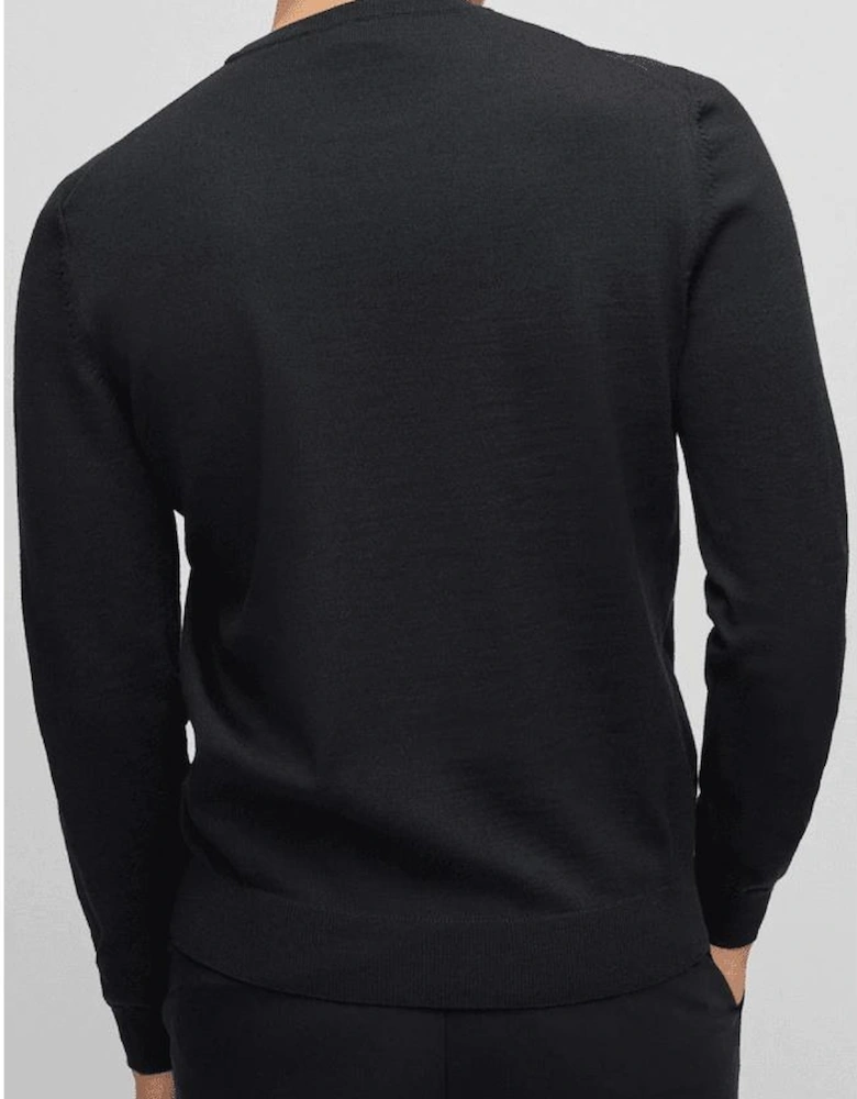 Botto Embroidered Logo Crew Neck Black Knitted Jumper