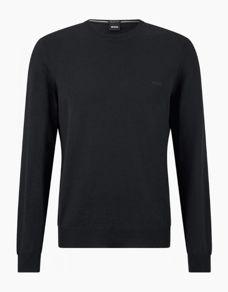 Botto Embroidered Logo Crew Neck Black Knitted Jumper