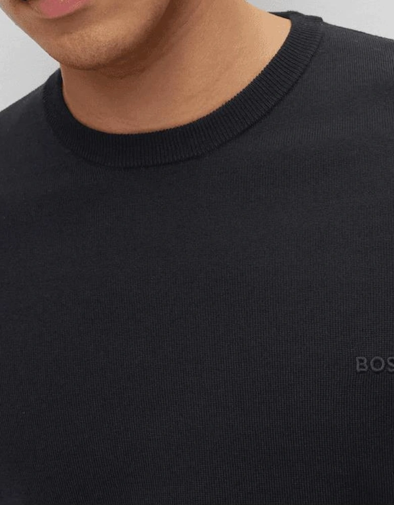 Botto Embroidered Logo Crew Neck Black Knitted Jumper