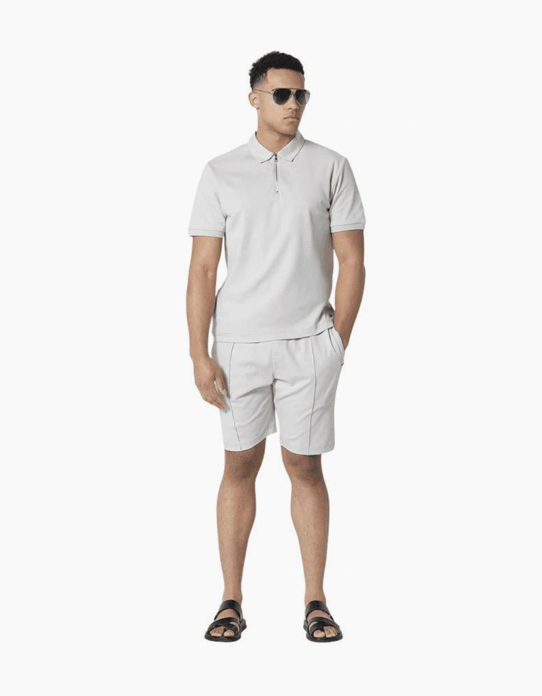 Kitmat Nelmat Pleated Light Grey Polo Shirt Set