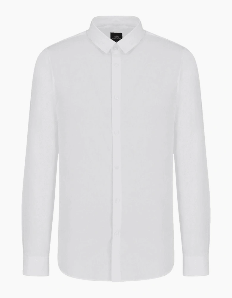 Embroidered Logo Button Up White Shirt
