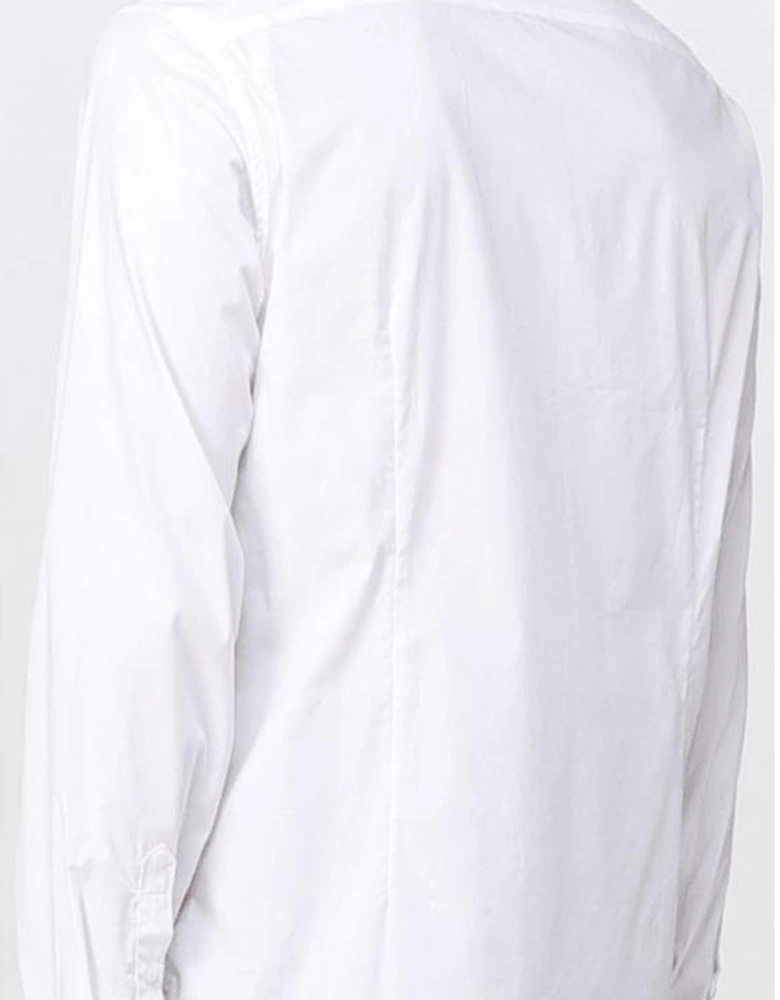 Embroidered Logo Button Up White Shirt