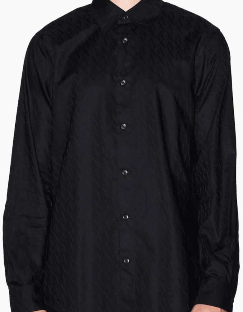 Jacquard Monogram Logo Black Shirt