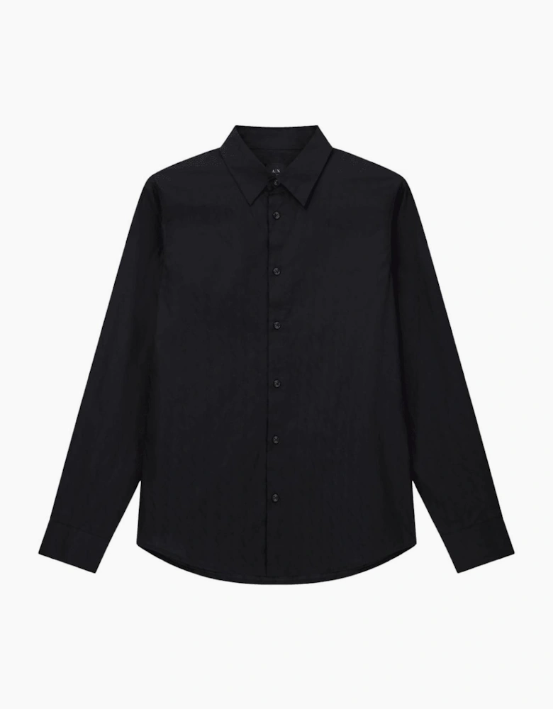 Jacquard Monogram Logo Black Shirt