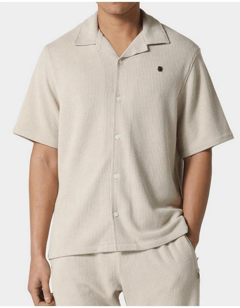 Ako Moko Ribbed Textured Beige Shirt Set