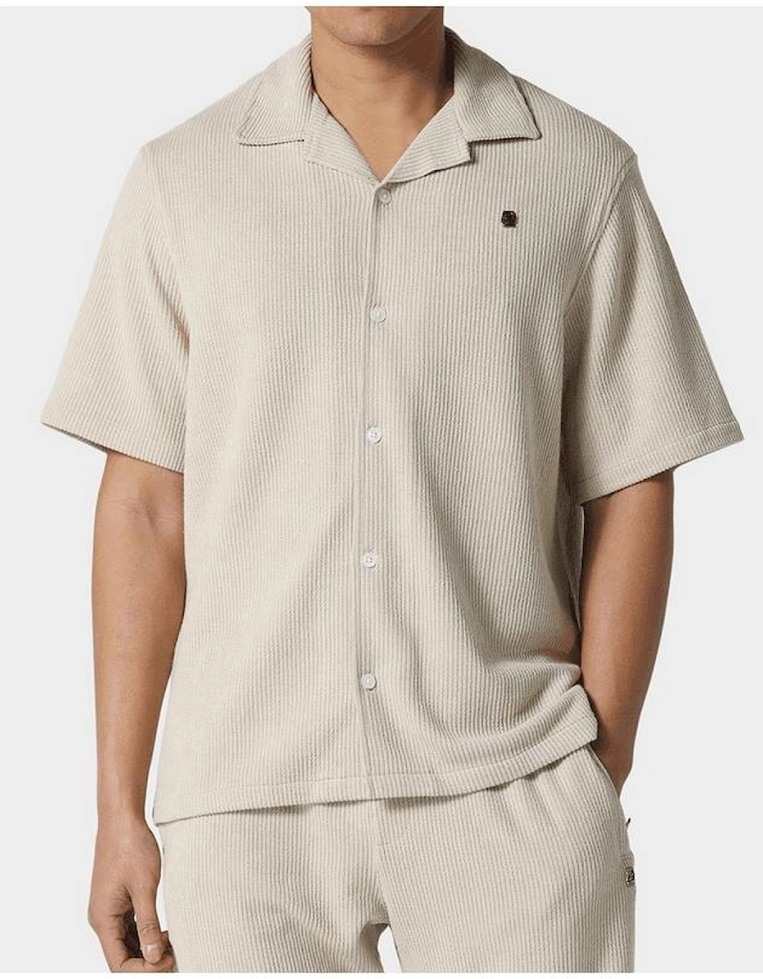 Ako Moko Ribbed Textured Beige Shirt Set