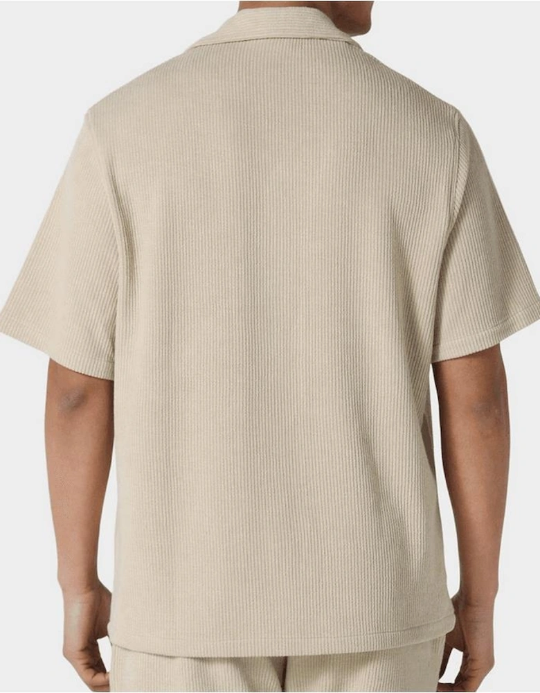 Ako Moko Ribbed Textured Beige Shirt Set