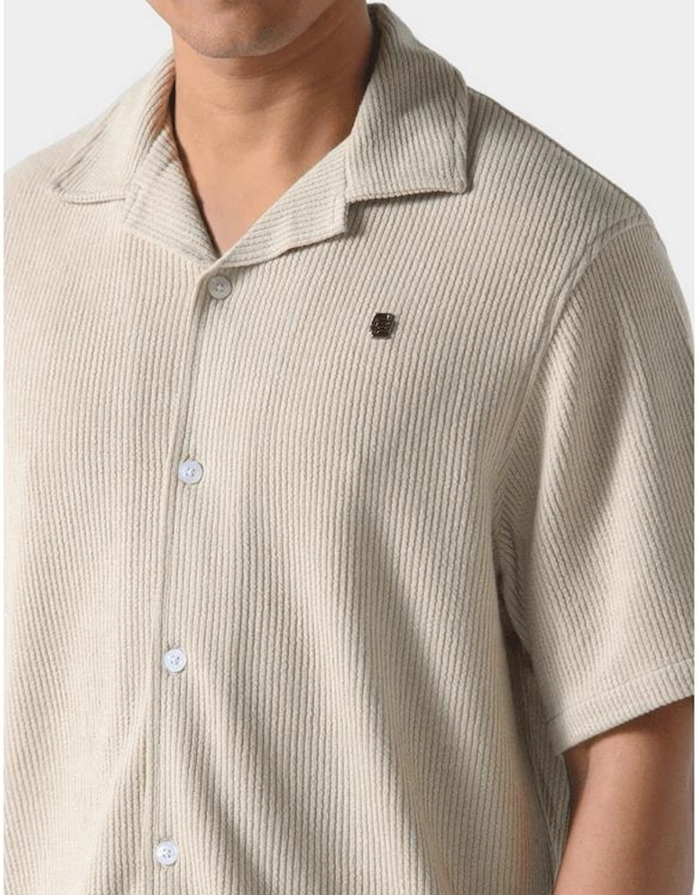 Ako Moko Ribbed Textured Beige Shirt Set