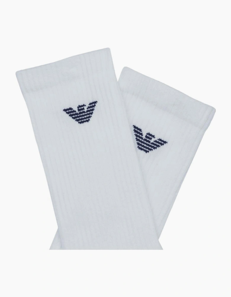 Cotton 3-Pack Eagle Logo White Socks