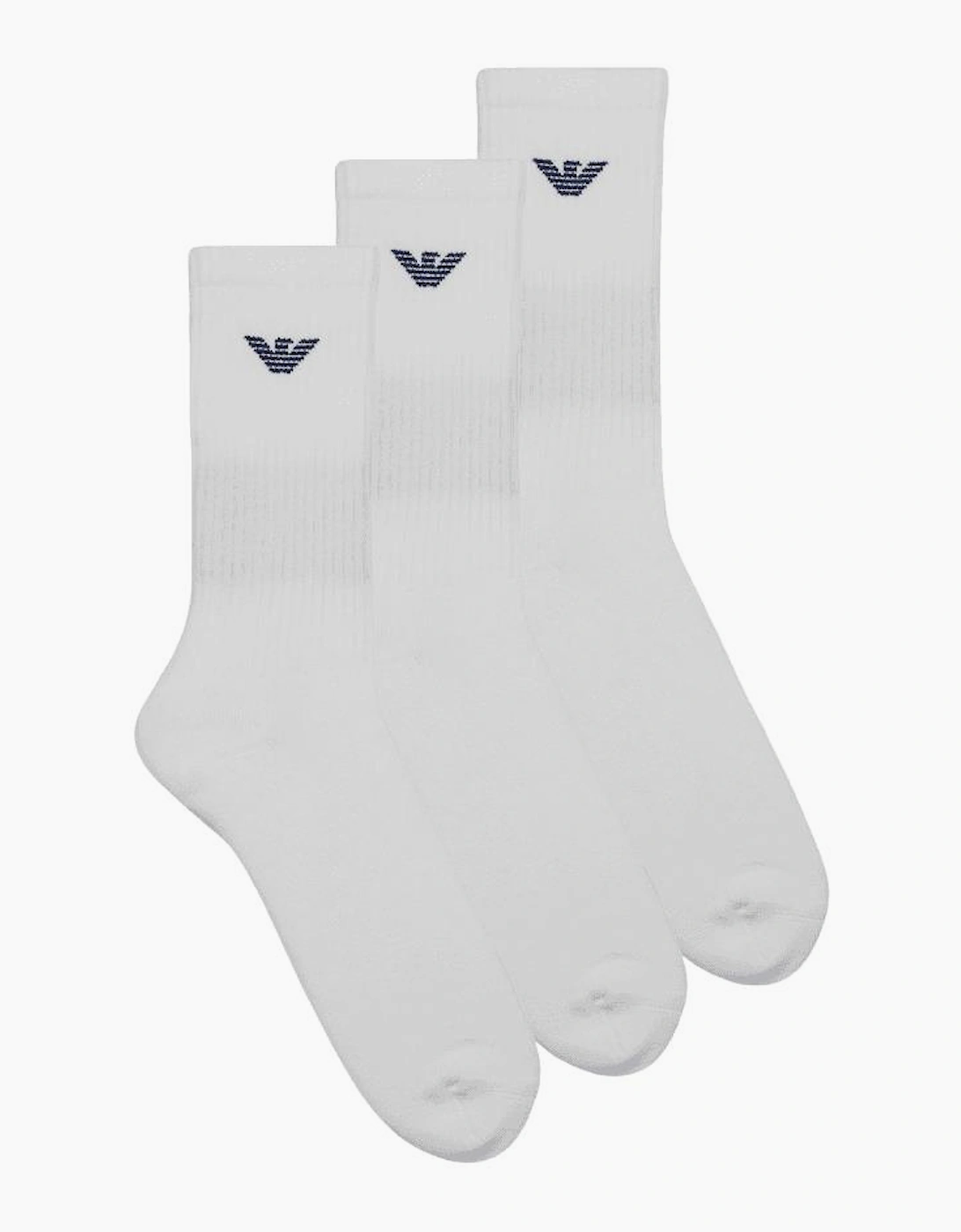 Cotton 3-Pack Eagle Logo White Socks