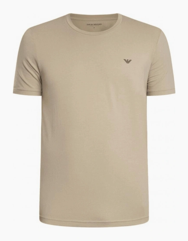 Cotton 2-Pack Round Neck Eagle Logo Navy/Beige T-Shirt