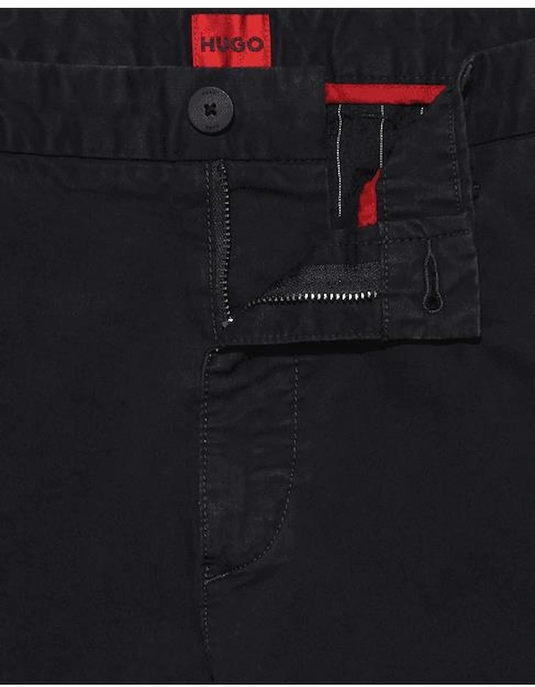 HUGO Embroidered Logo Black Chino Pants