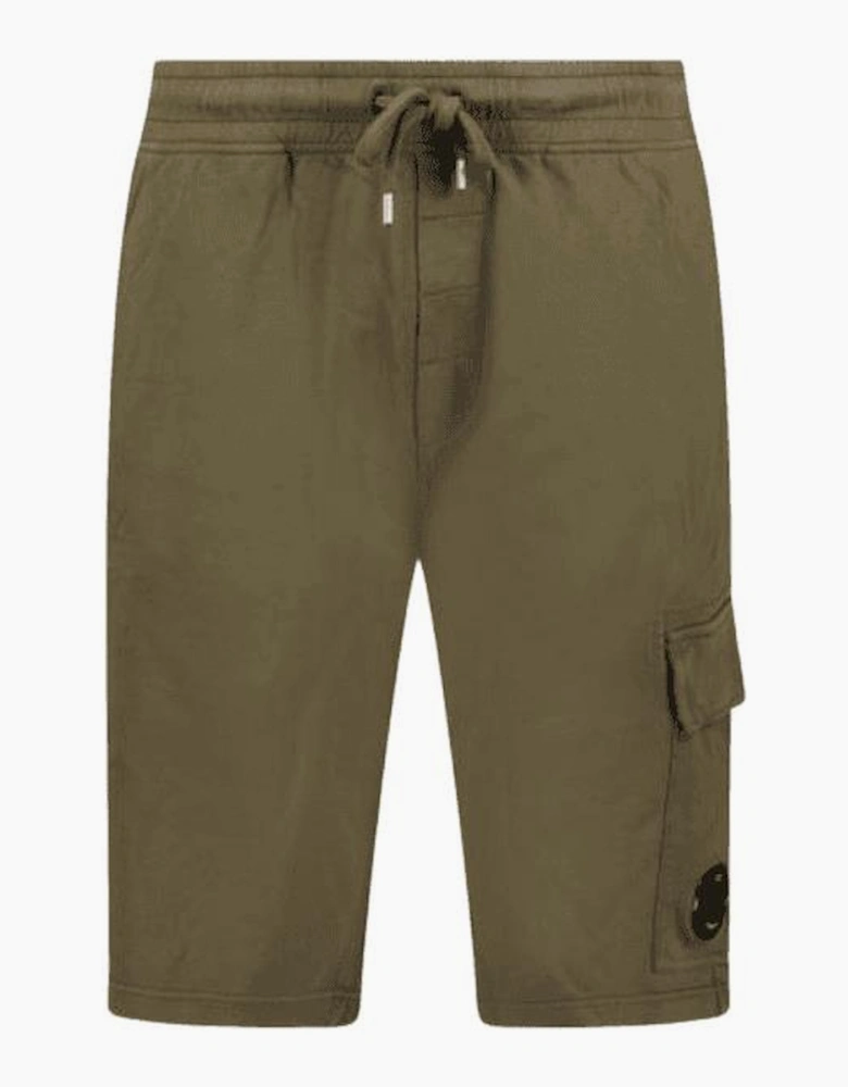 Light Fleece Lens Pocket Khaki Green Cargo Shorts