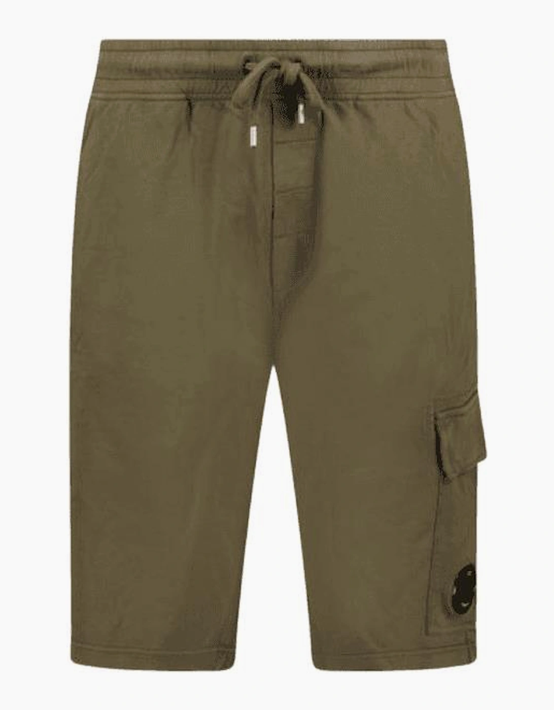 Light Fleece Lens Pocket Khaki Green Cargo Shorts