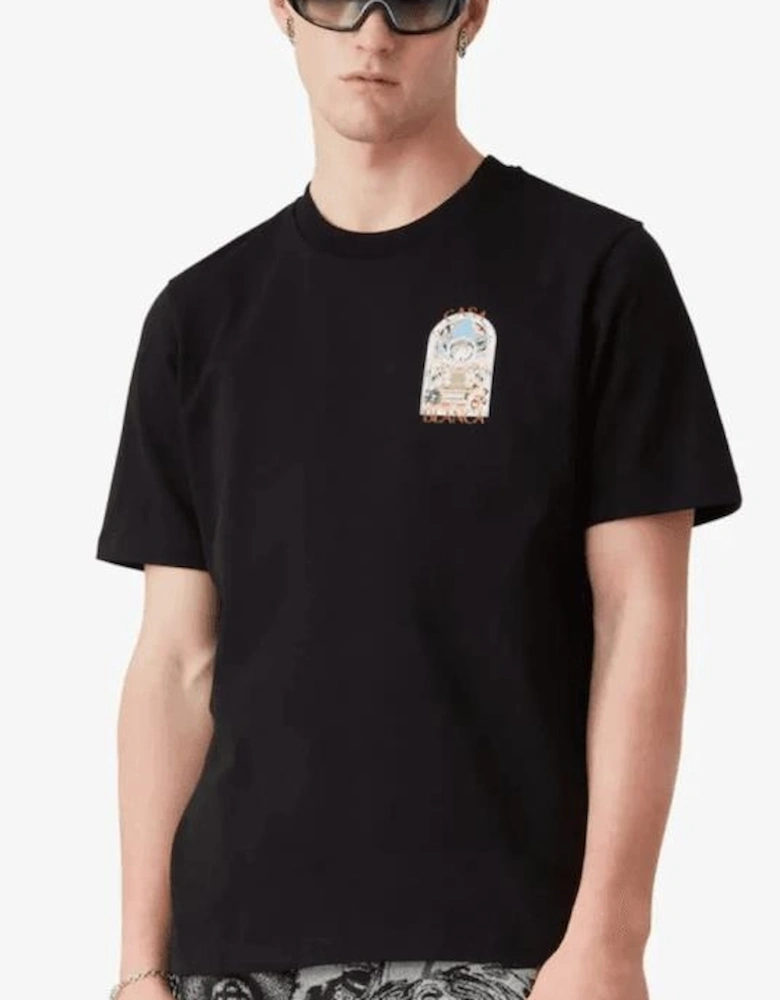 Tennis Landscape Regular Fit Black T-Shirt
