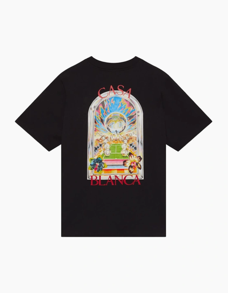 Tennis Landscape Regular Fit Black T-Shirt