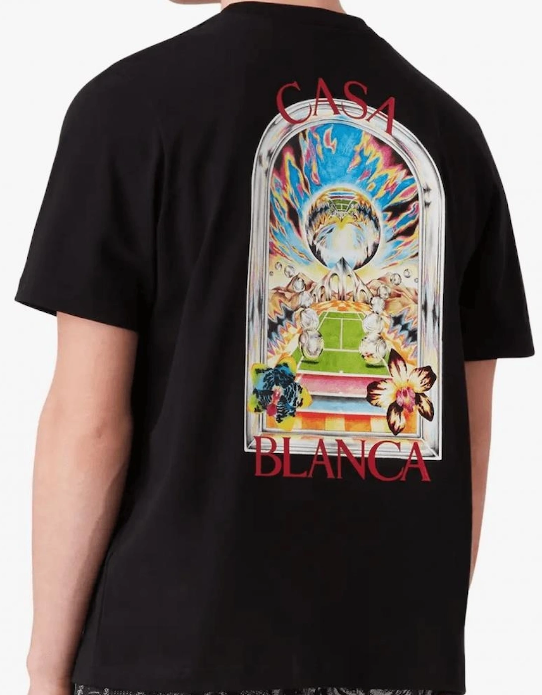 Tennis Landscape Regular Fit Black T-Shirt
