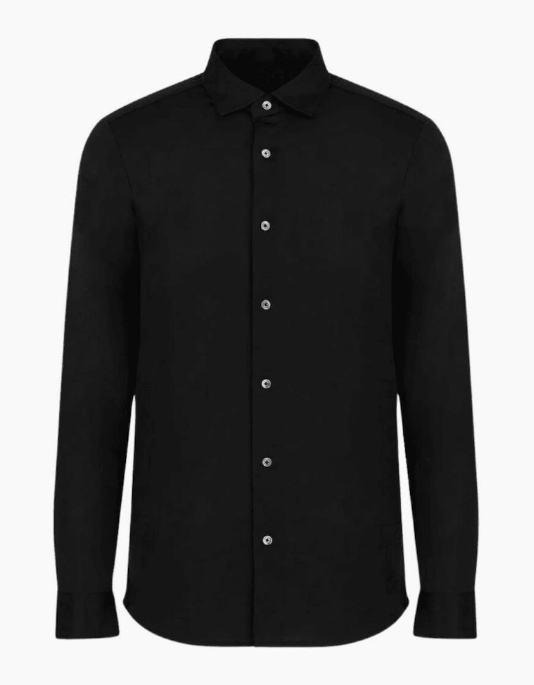 Cotton Slim Fit Button Up Black Shirt