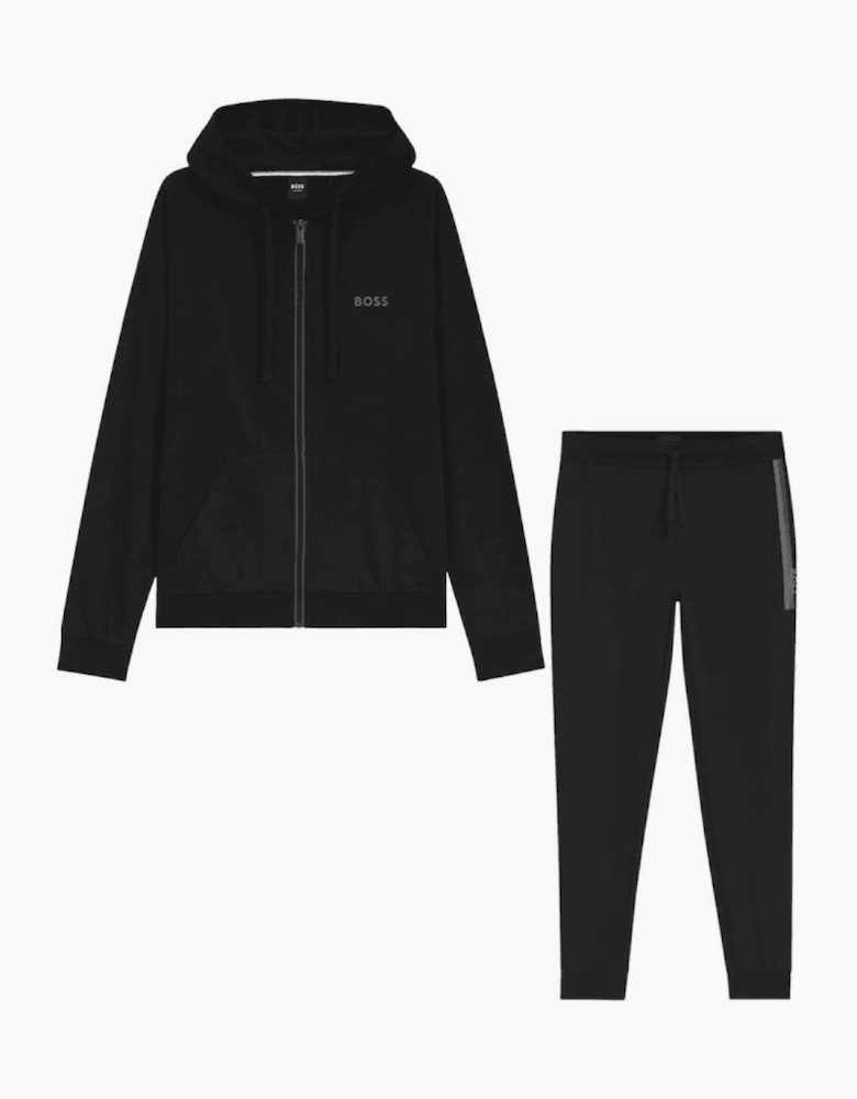 Authentic Cotton Stripe Logo Hooded Black Tracksuit