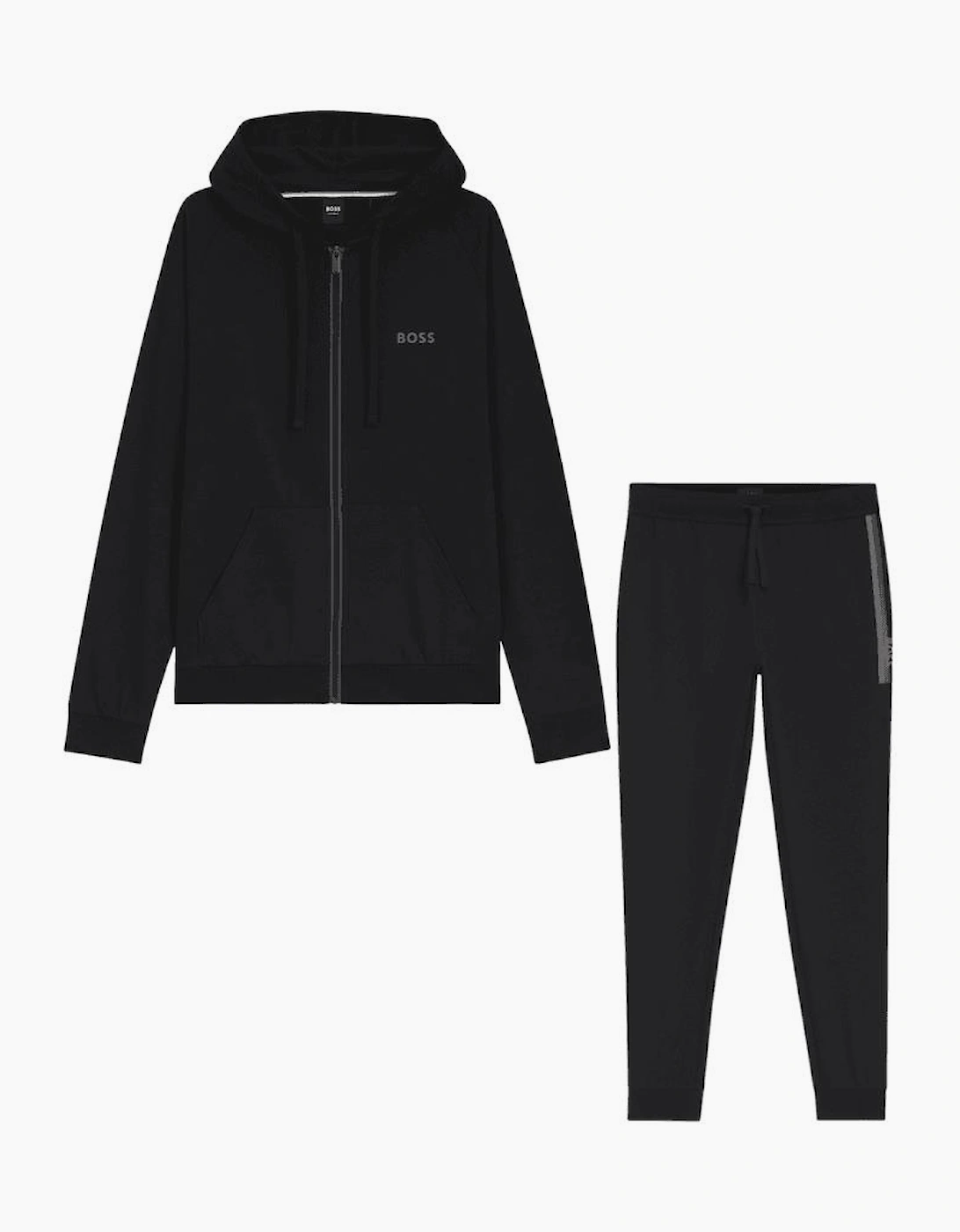 Authentic Cotton Stripe Logo Hooded Black Tracksuit