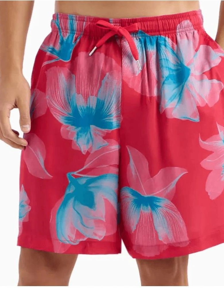Floral Design Red Shorts