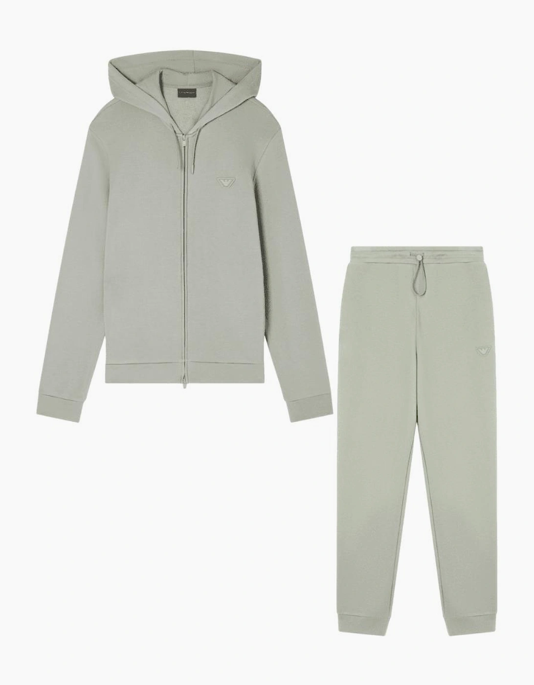 Emporio Armani Emporio Armani Men's Embroidered Logo Pistachio Green Zip Up Hoodied Tracksuit
