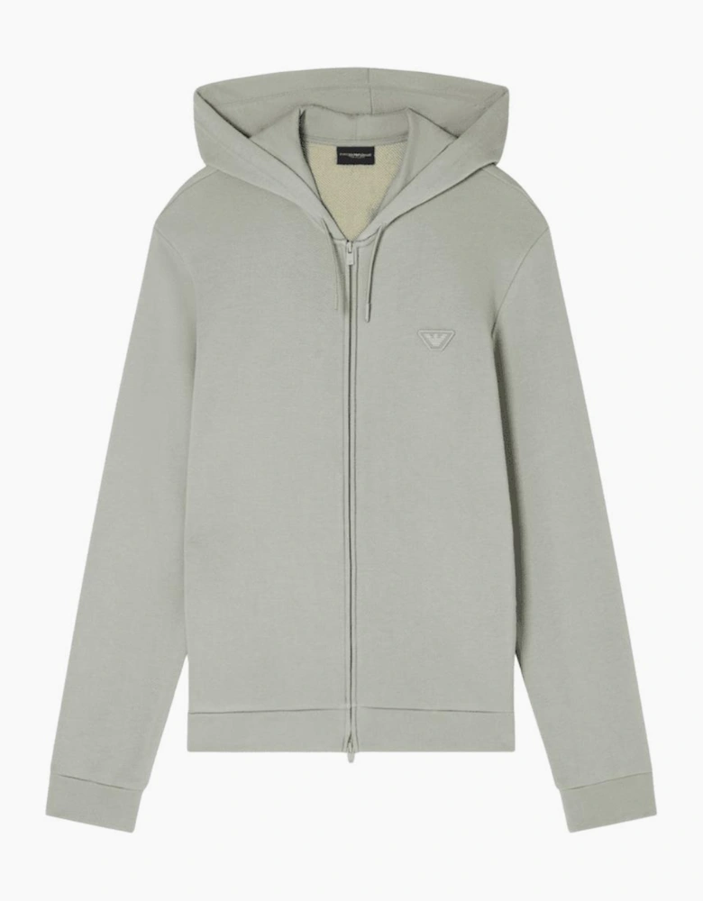 Embroidered Logo Pistachio Green Zip Up Hoodied Tracksuit