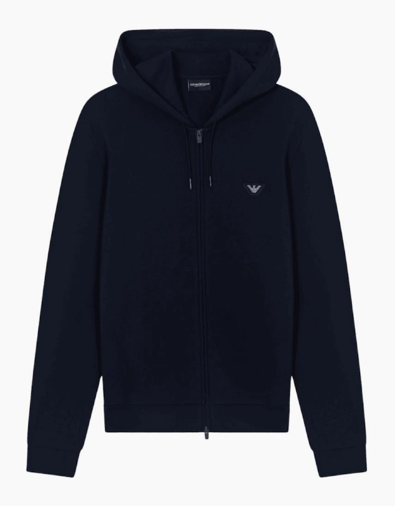 Embroidered Logo Navy Zip Up Hoodied Tracksuit