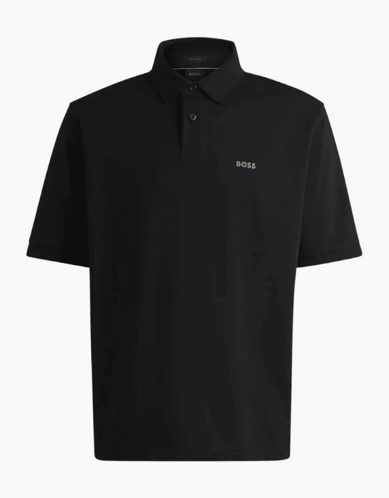 Pavel Embroidered Logo Relaxed Fit Black Polo Shirt