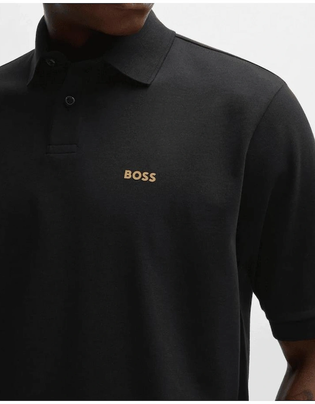 Pavel Embroidered Logo Relaxed Fit Black Polo Shirt