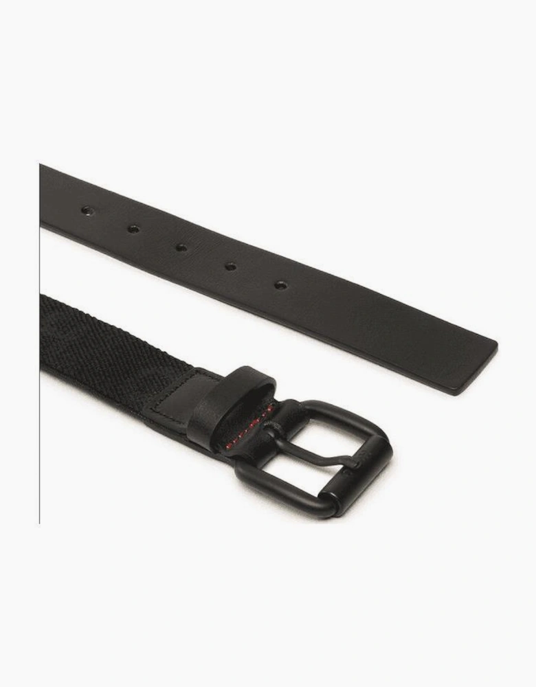 Logo Print Woven Black Belt