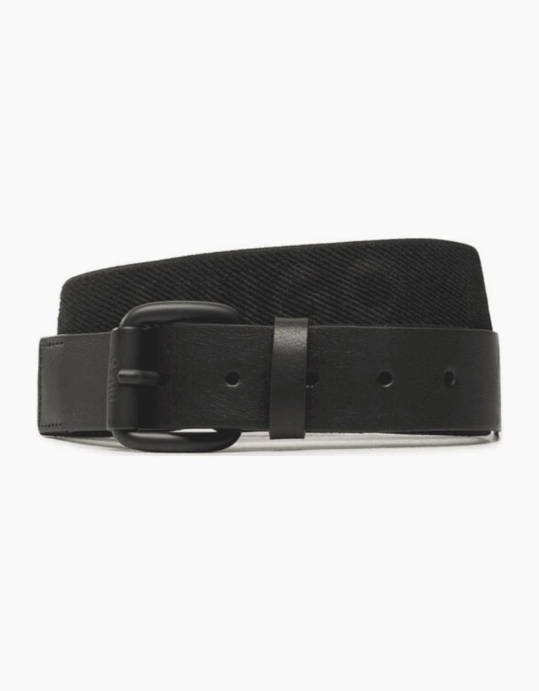 Logo Print Woven Black Belt