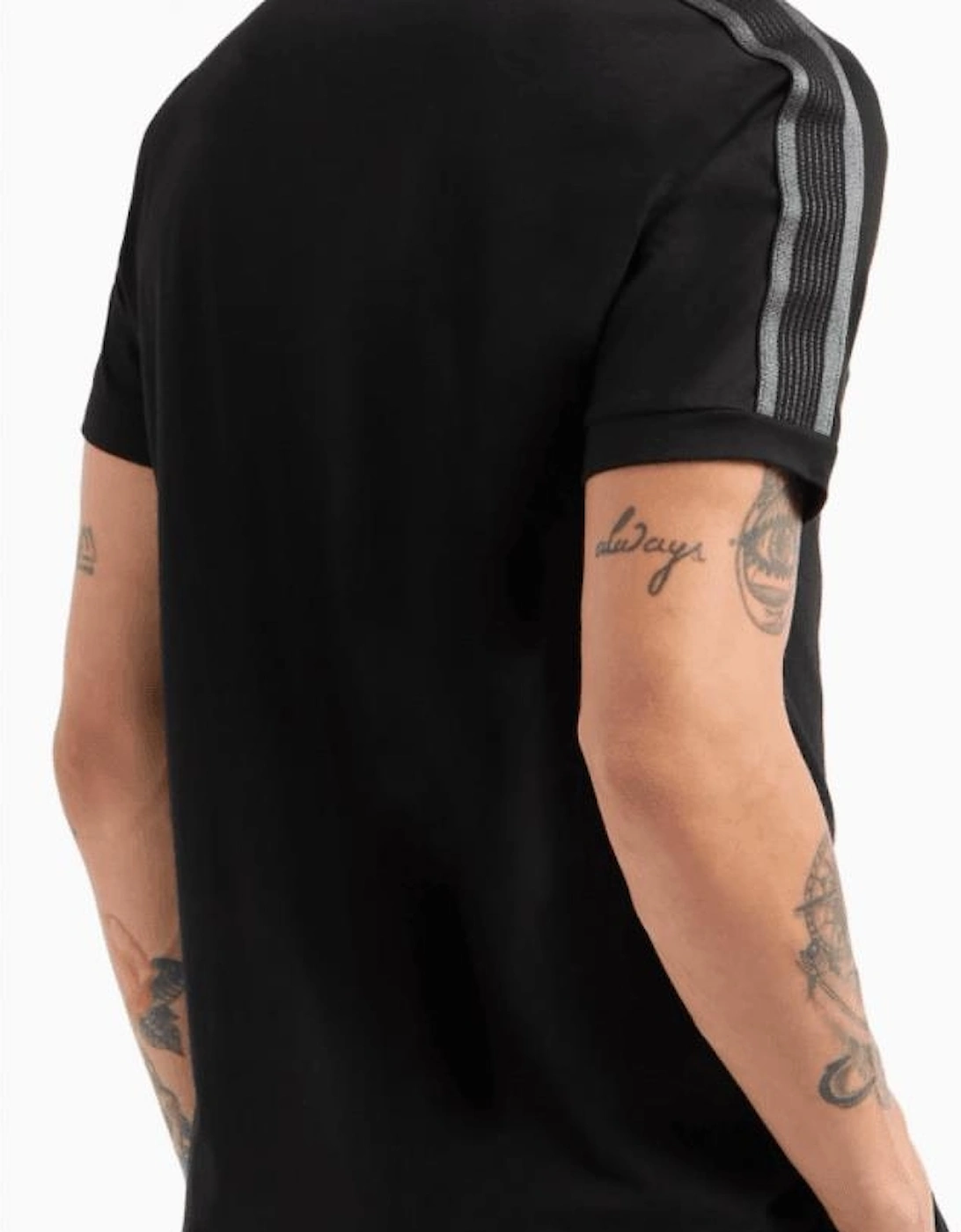 Taped Shoulder Logo Black T-Shirt
