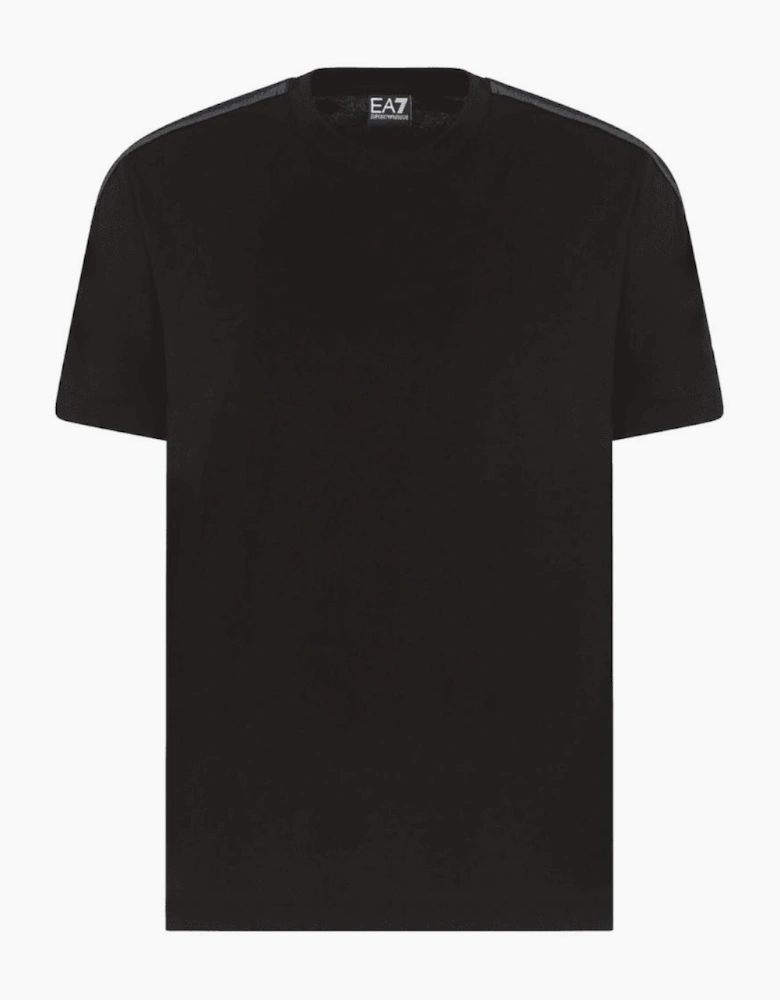 Taped Shoulder Logo Black T-Shirt