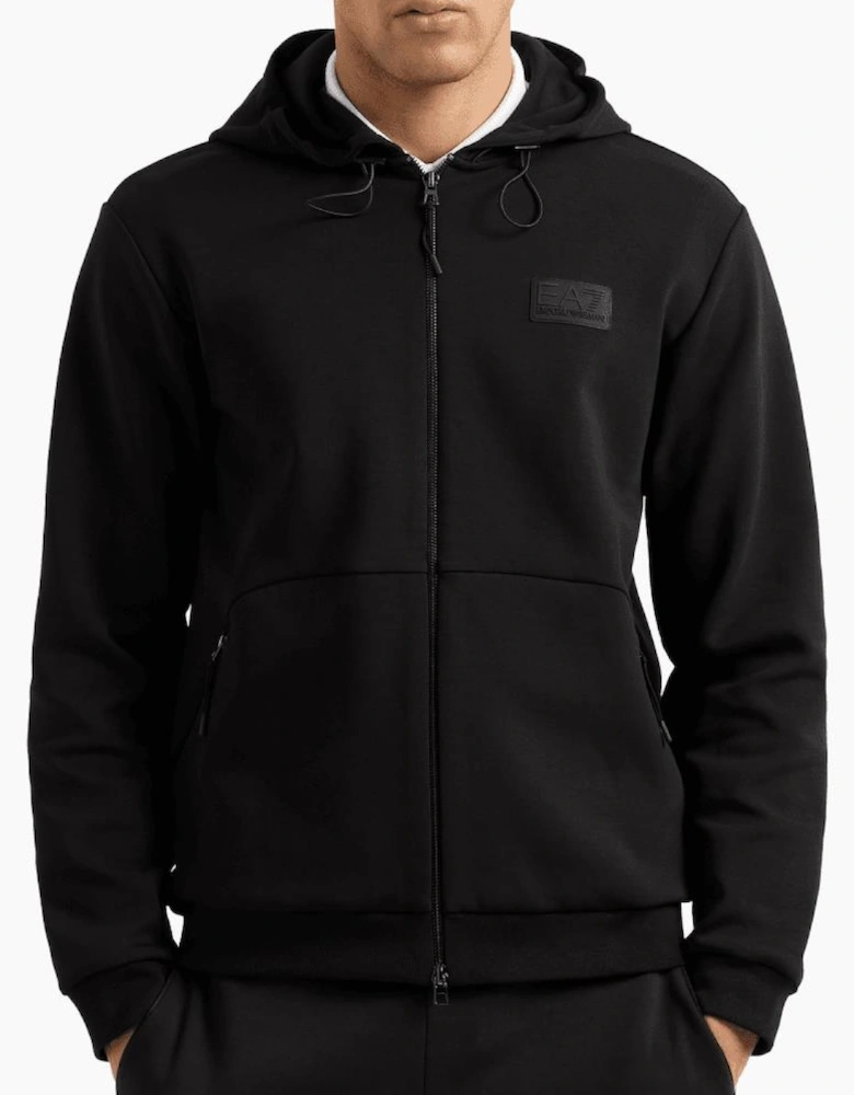 Lux Cotton Zip Up Hooded Black Tracksuit