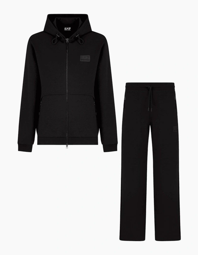 Lux Cotton Zip Up Hooded Black Tracksuit
