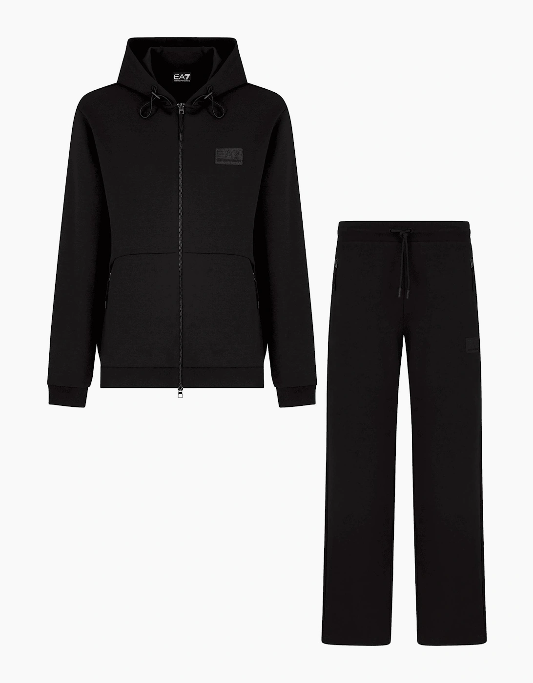 Lux Cotton Zip Up Hooded Black Tracksuit