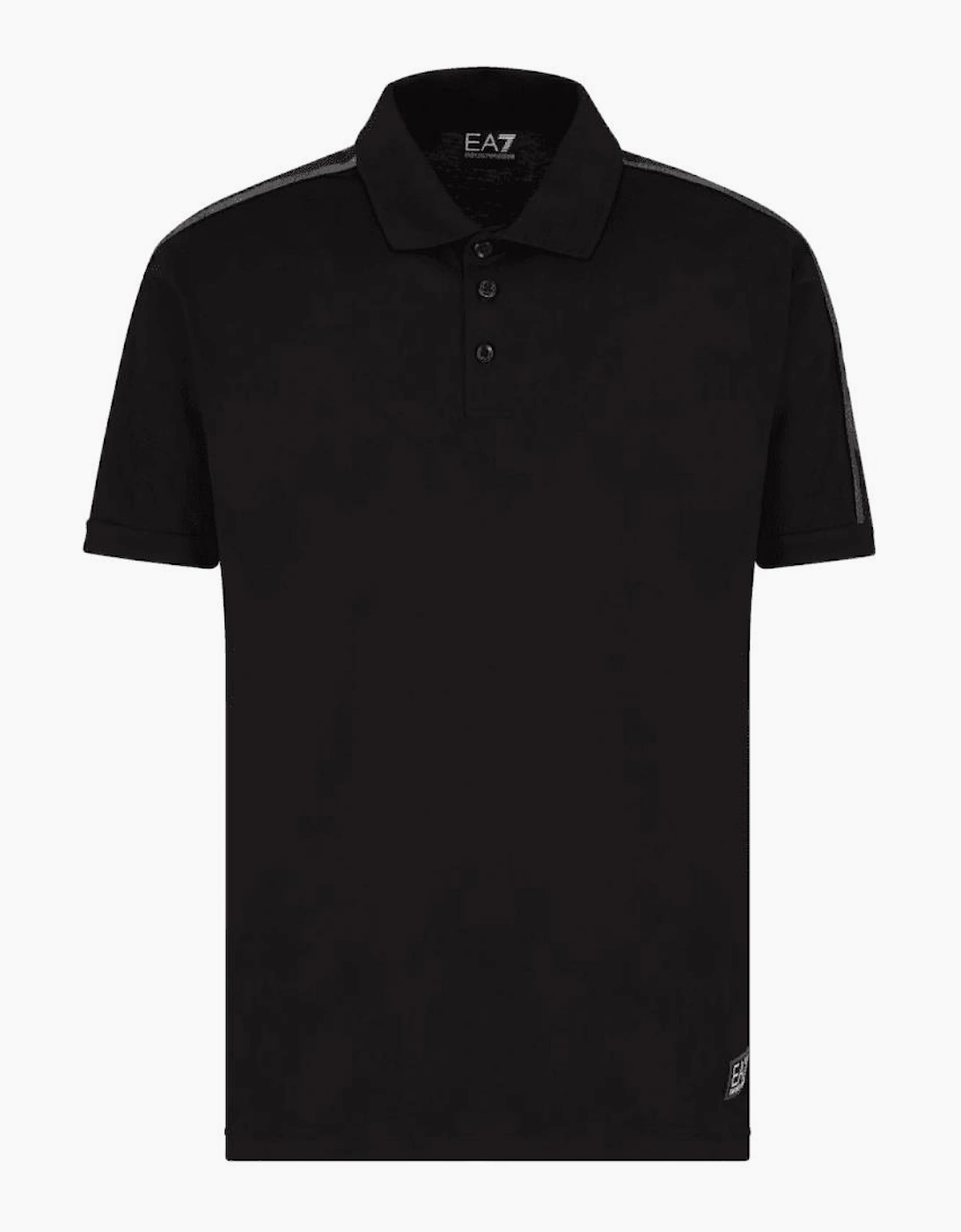 Taped Shoulder Logo Black Polo Shirt