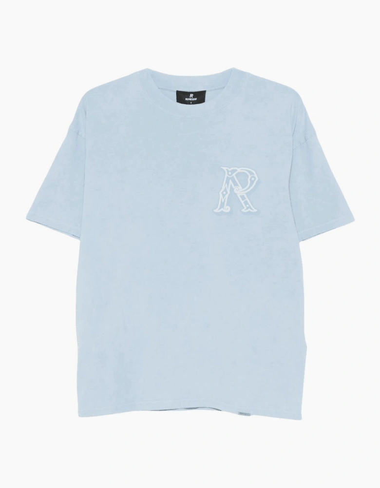 Western Initial Oversized Sky Blue T-Shirt