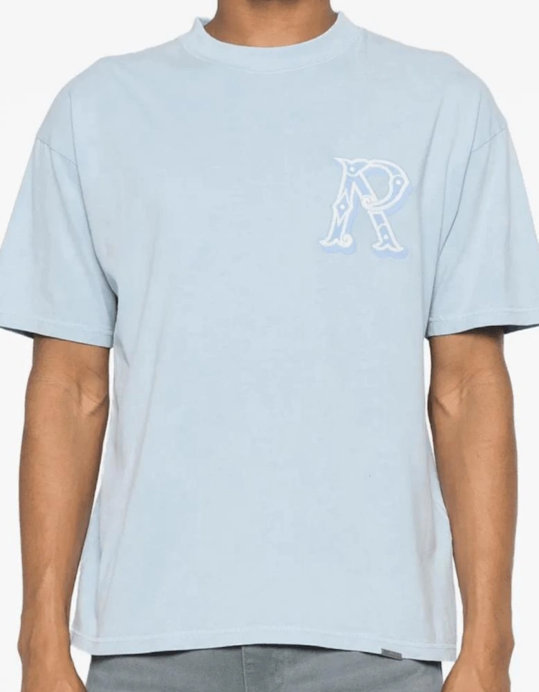 Western Initial Oversized Sky Blue T-Shirt