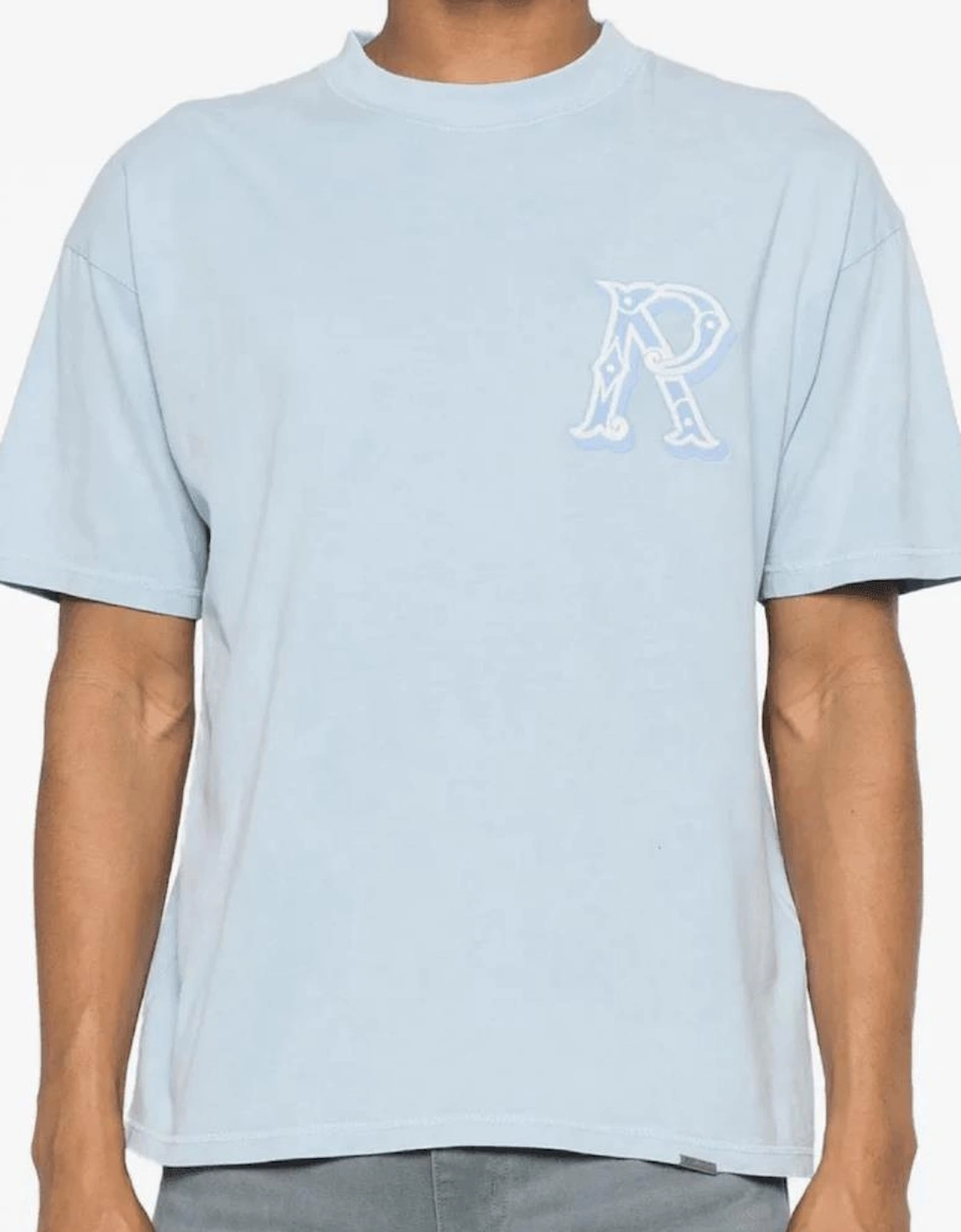 Western Initial Oversized Sky Blue T-Shirt