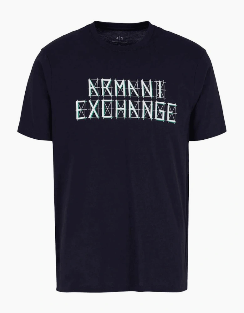 Cotton Printed Logo Navy T-Shirt