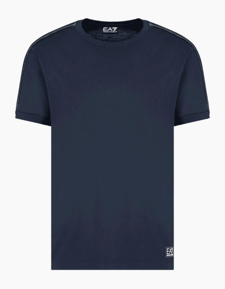 Taped Shoulder Logo Navy T-Shirt