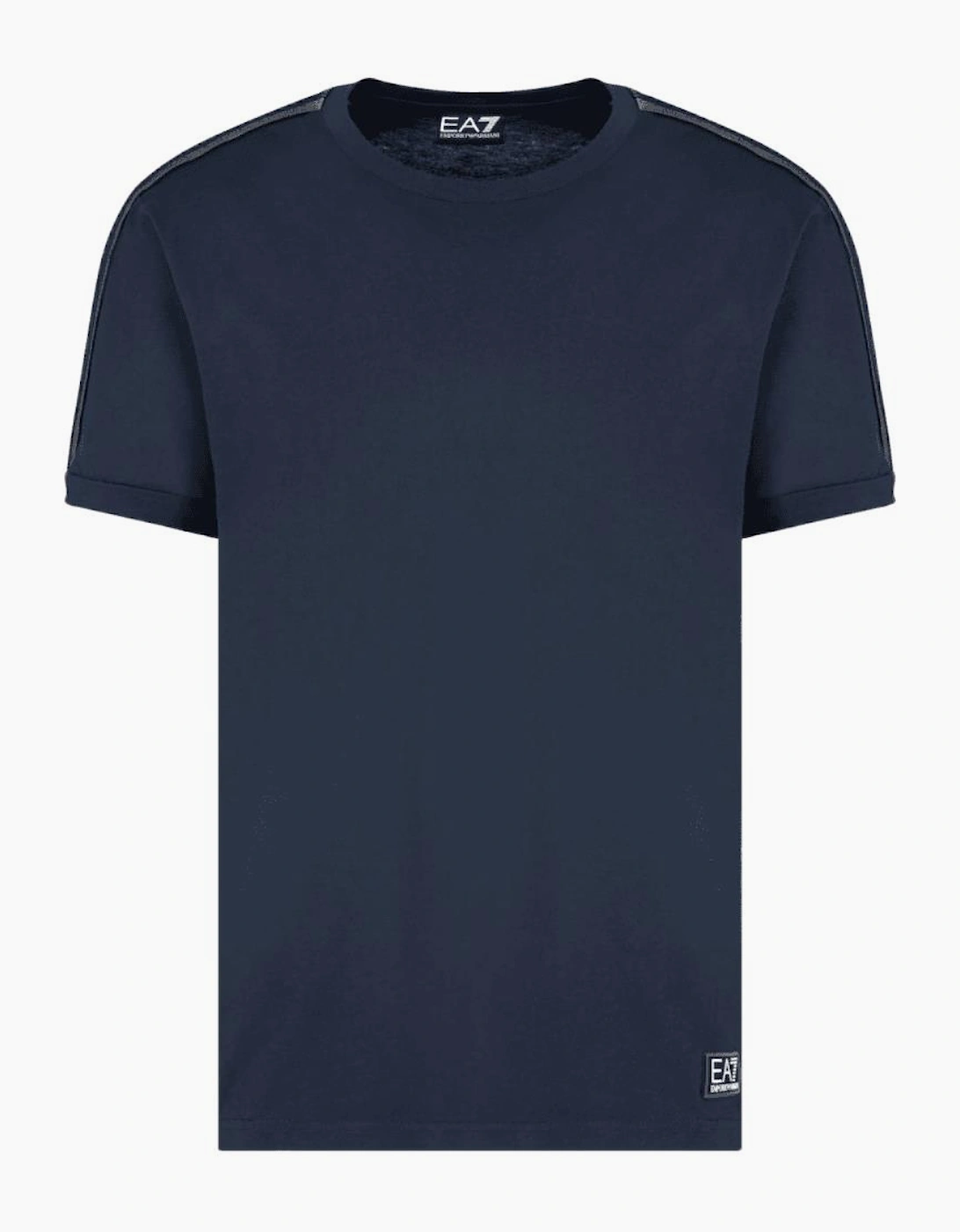 Taped Shoulder Logo Navy T-Shirt