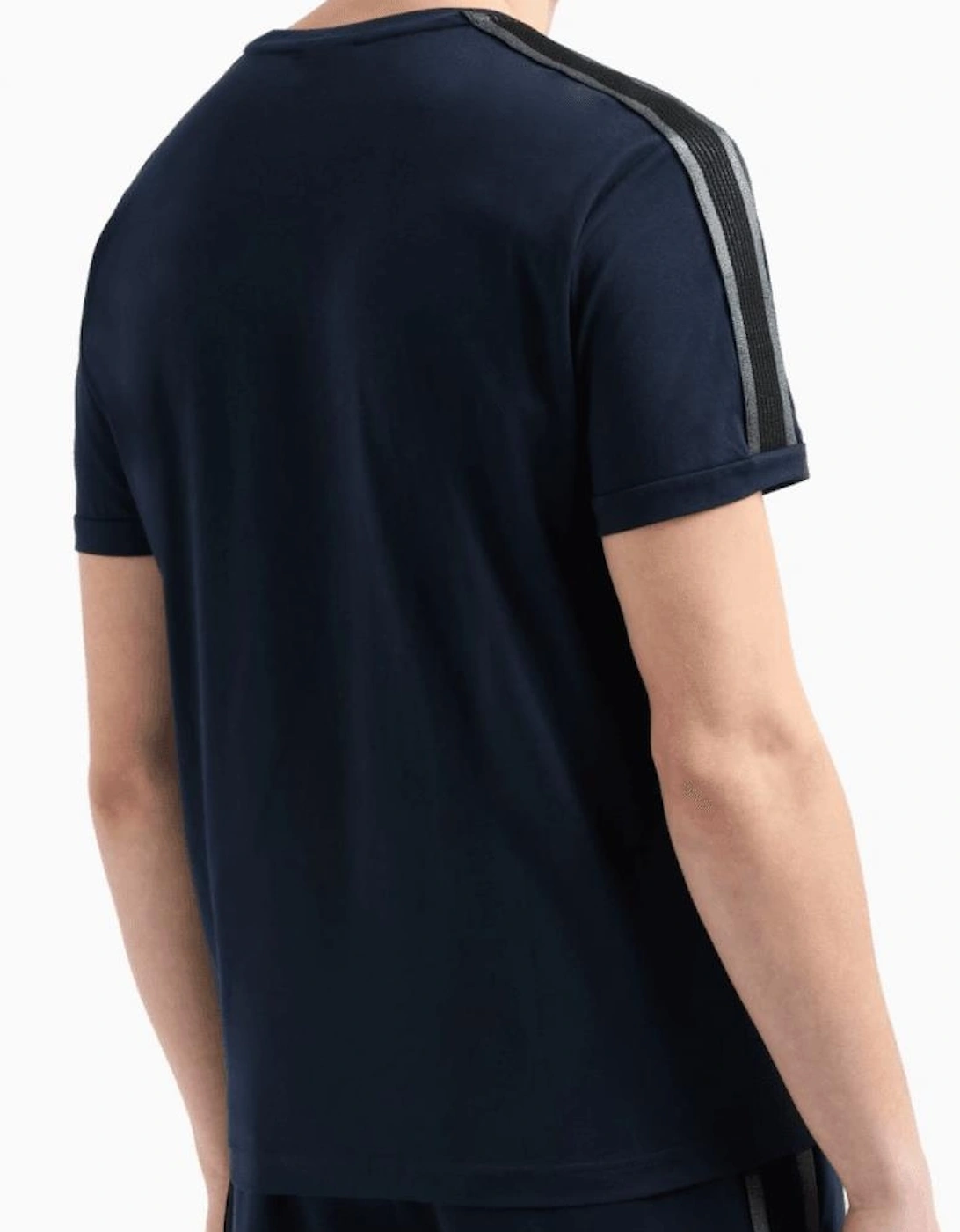 Taped Shoulder Logo Navy T-Shirt