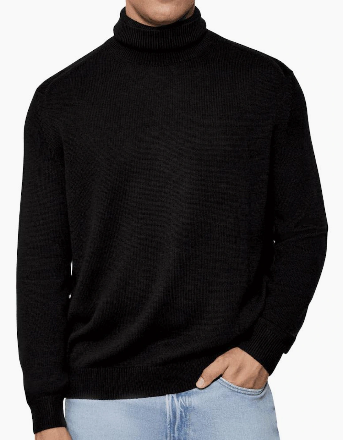 Ribbed Knit Turtle Neck Black Knitwear Jumper