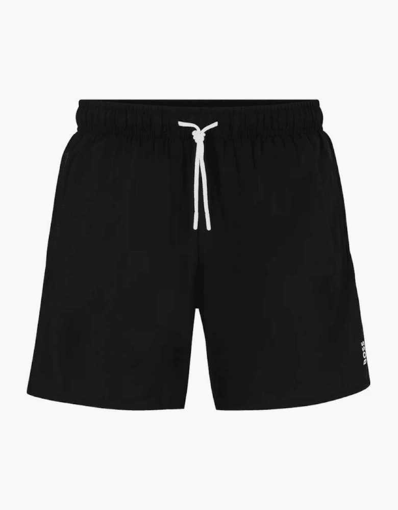 Iconic Stripe Logo Black Swim Shorts